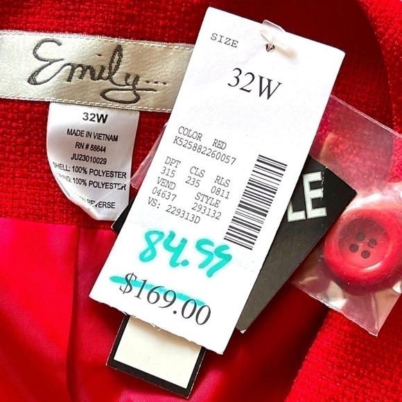 Red Suit Jacket Skirt for Women Plus Size Red Formal Dress Valentines Day, 32W - Picture 2 of 12